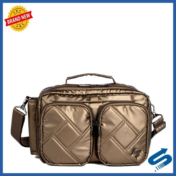 Polyester Crossbody Bag with 7 Compartments and Removable Strap